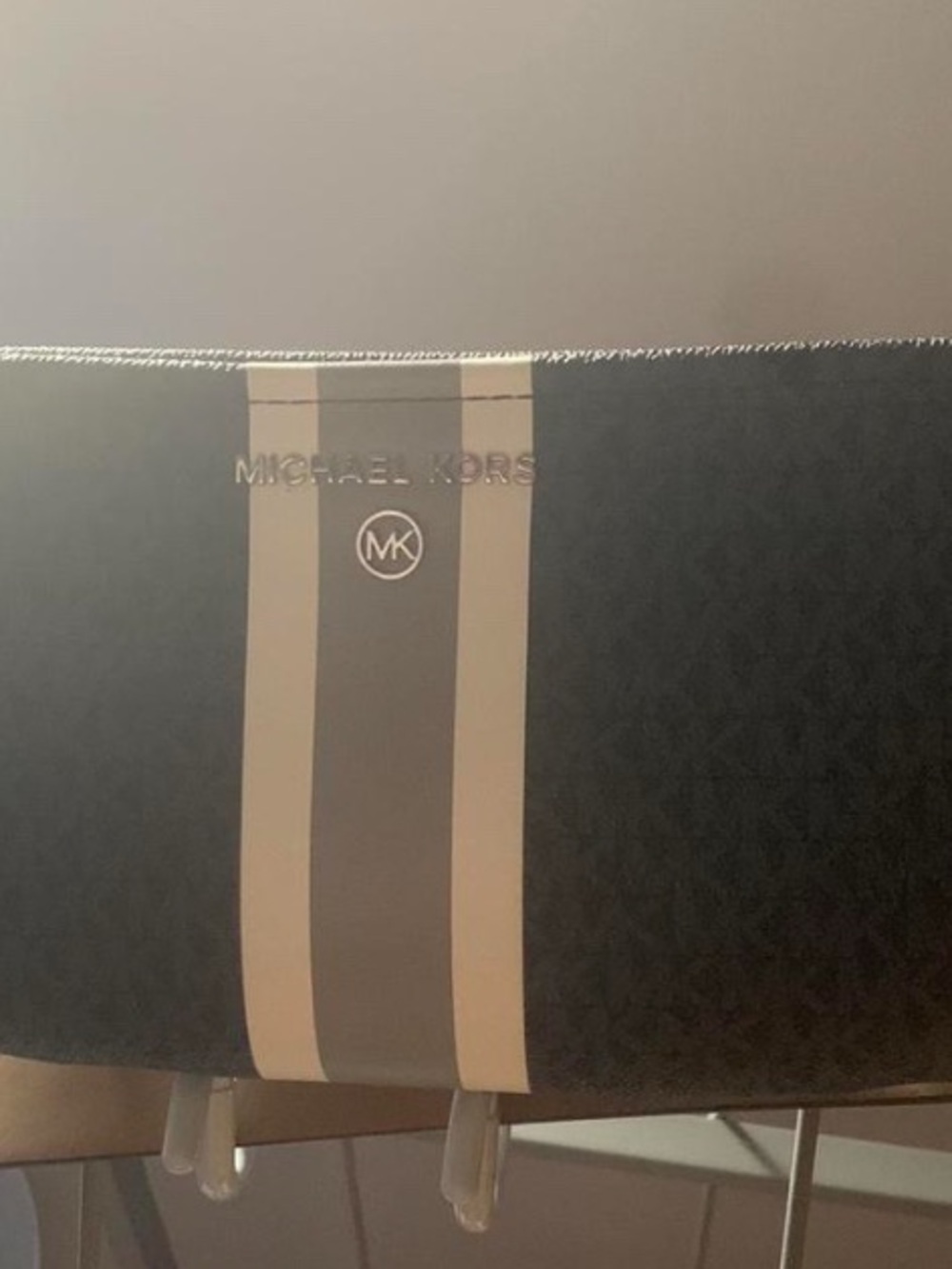 Michael Kors Black Bag with Tan Center Stripe